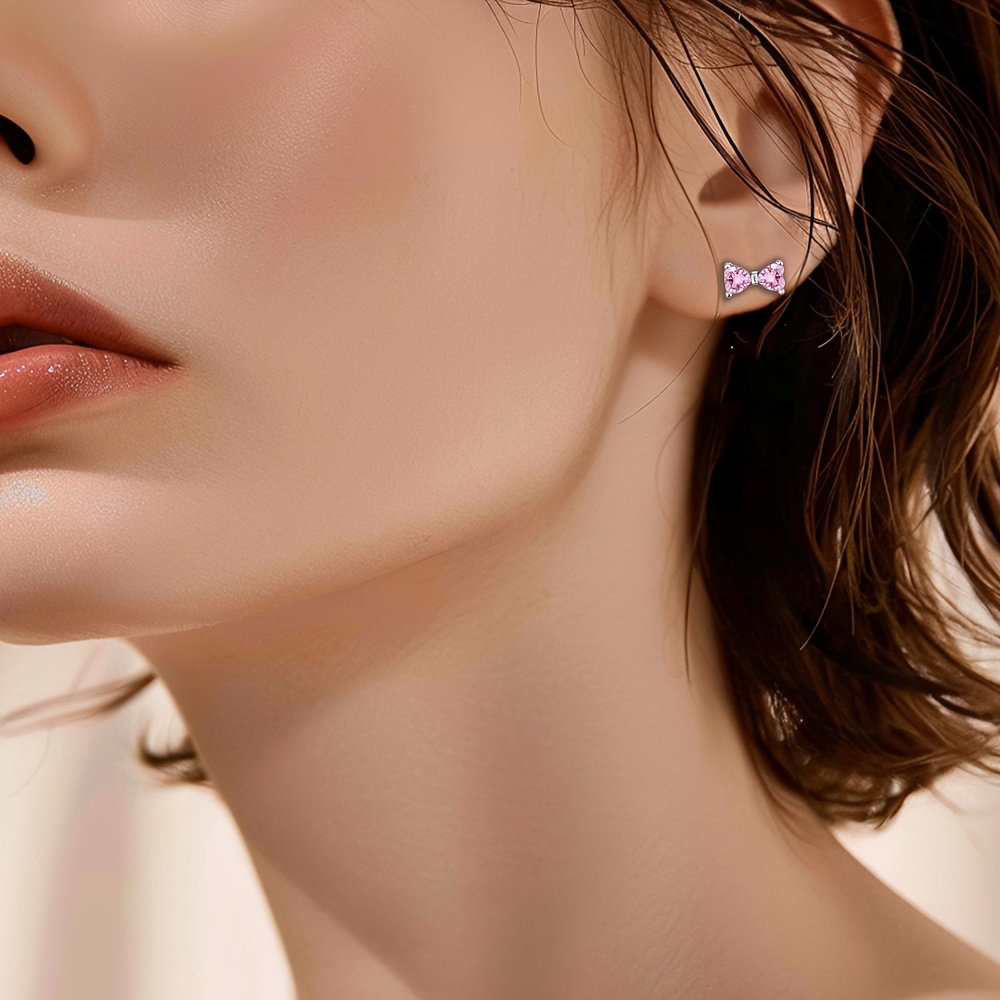 Women's Shimmering Pink Butterfly Stud Earrings
